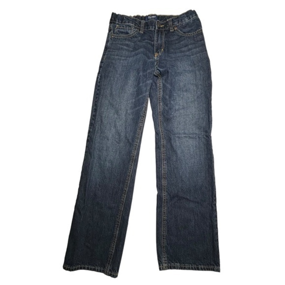 Old‎ Navy Boys Jeans Size 14 Regular Medium Dark Denim Blue Wash Straight Leg